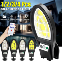 1/2/3/4 Pcs Solar Lights with Remote Control Motion Sensor Outdoor LED COB Street Lamps IP65 Waterproof Super Bright Spot Lamp