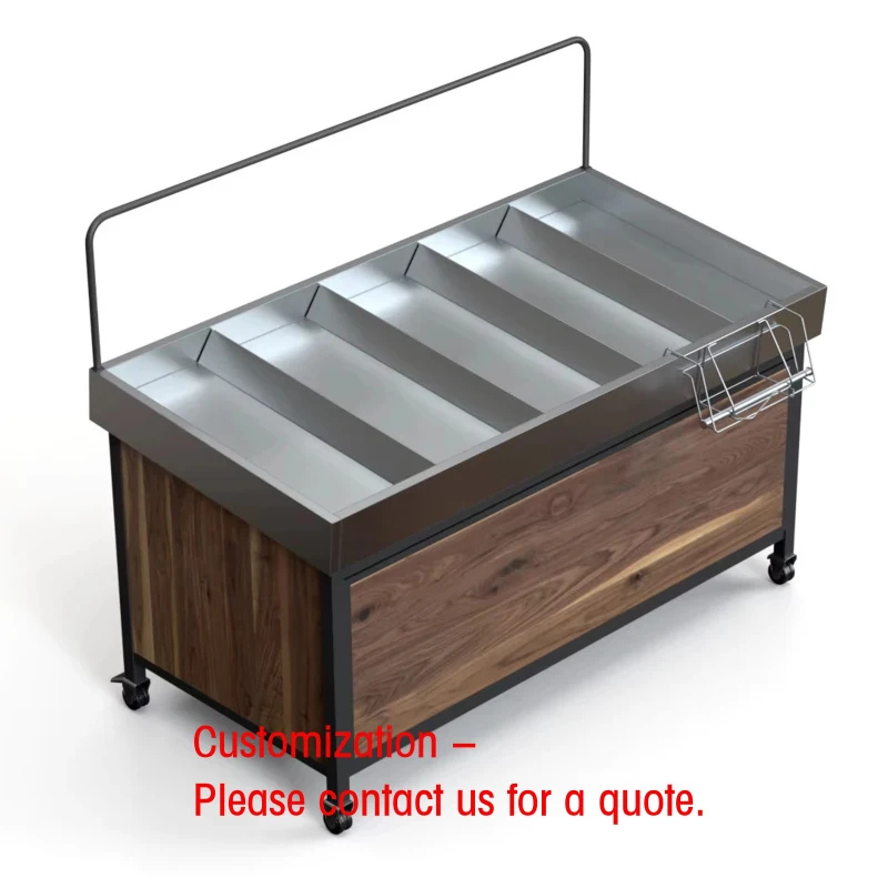 custom.Customized Wooden Single Side Wall Decoration Vegetable and Fruit Display Rack with Divider