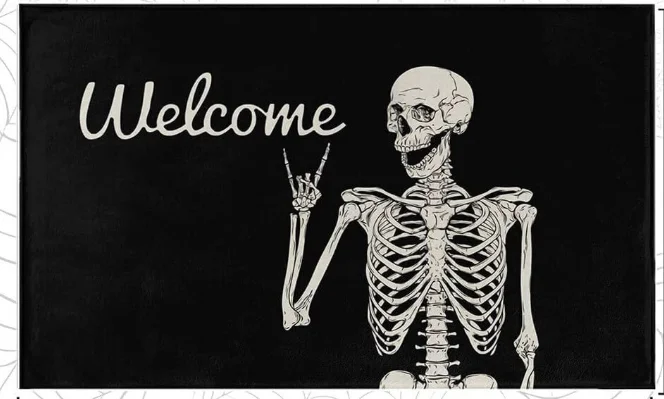 Skull Doormat Funny Halloween Skull Welcome Door Mat,Living Room Kitchen Floor Mat Home Halloween Indoor Outdoor Decoration, image 7