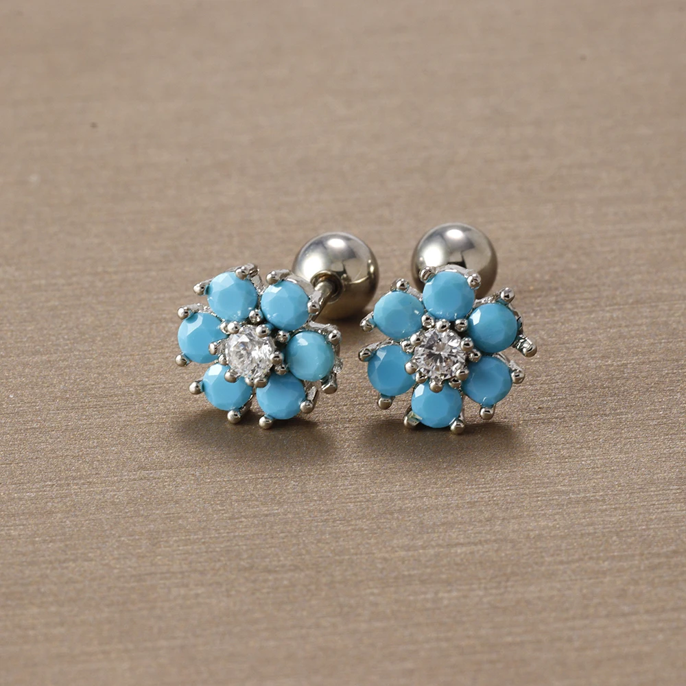 Women's Light Luxury Zircon Flower Stud Earrings