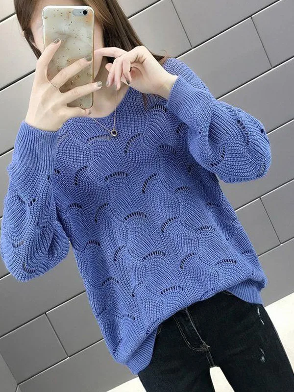 Spring Summer New Hollow out Knitted Shirt Women's Loose Ice Silk Thin Outerwear Sun Protection Top V-Neck Long Sleeve Short ...