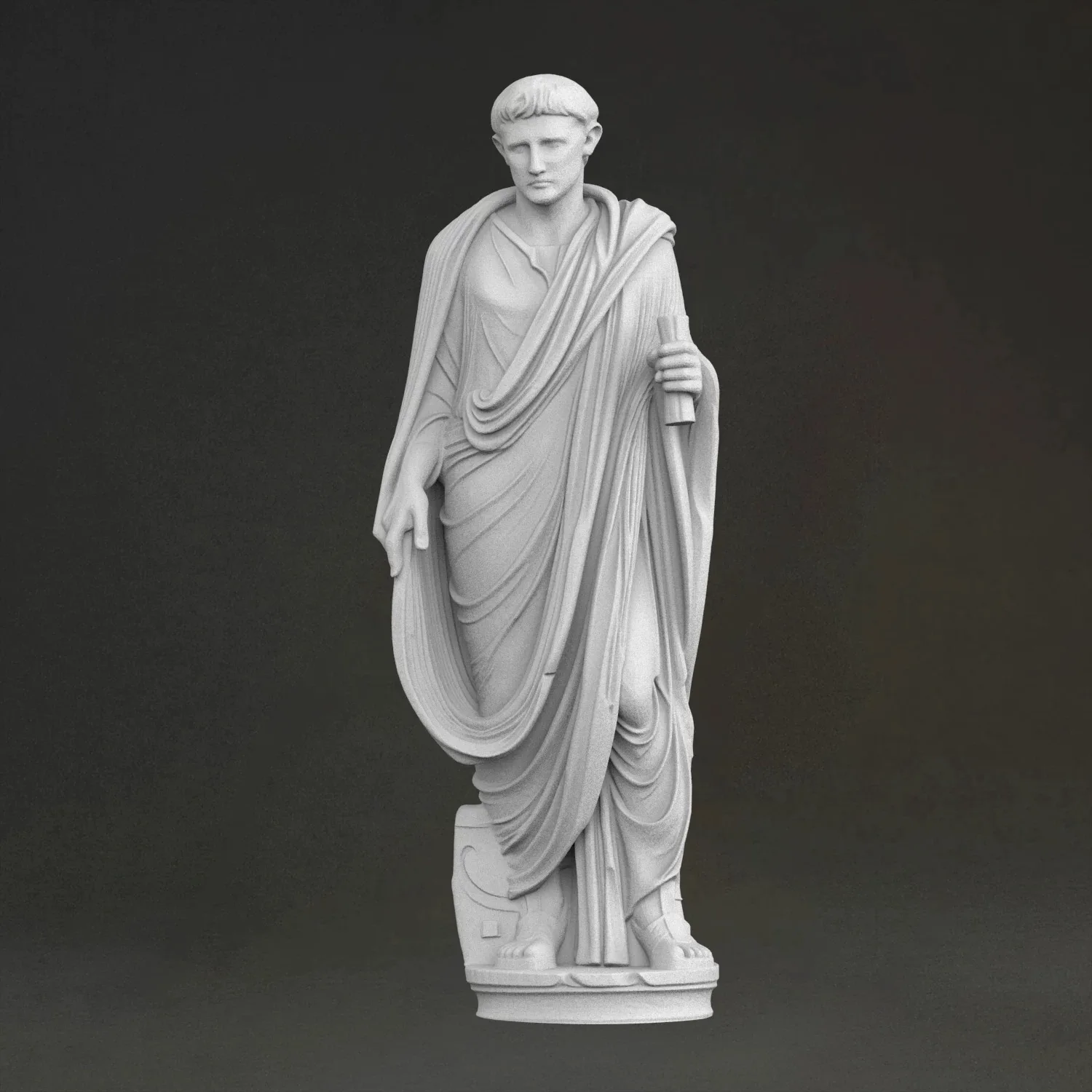 'Augustus' Sculpture, 3D Printed Resin Material, Hand-Painted, Plaster-Like Textured Decoration (Ships Within 10 Days)