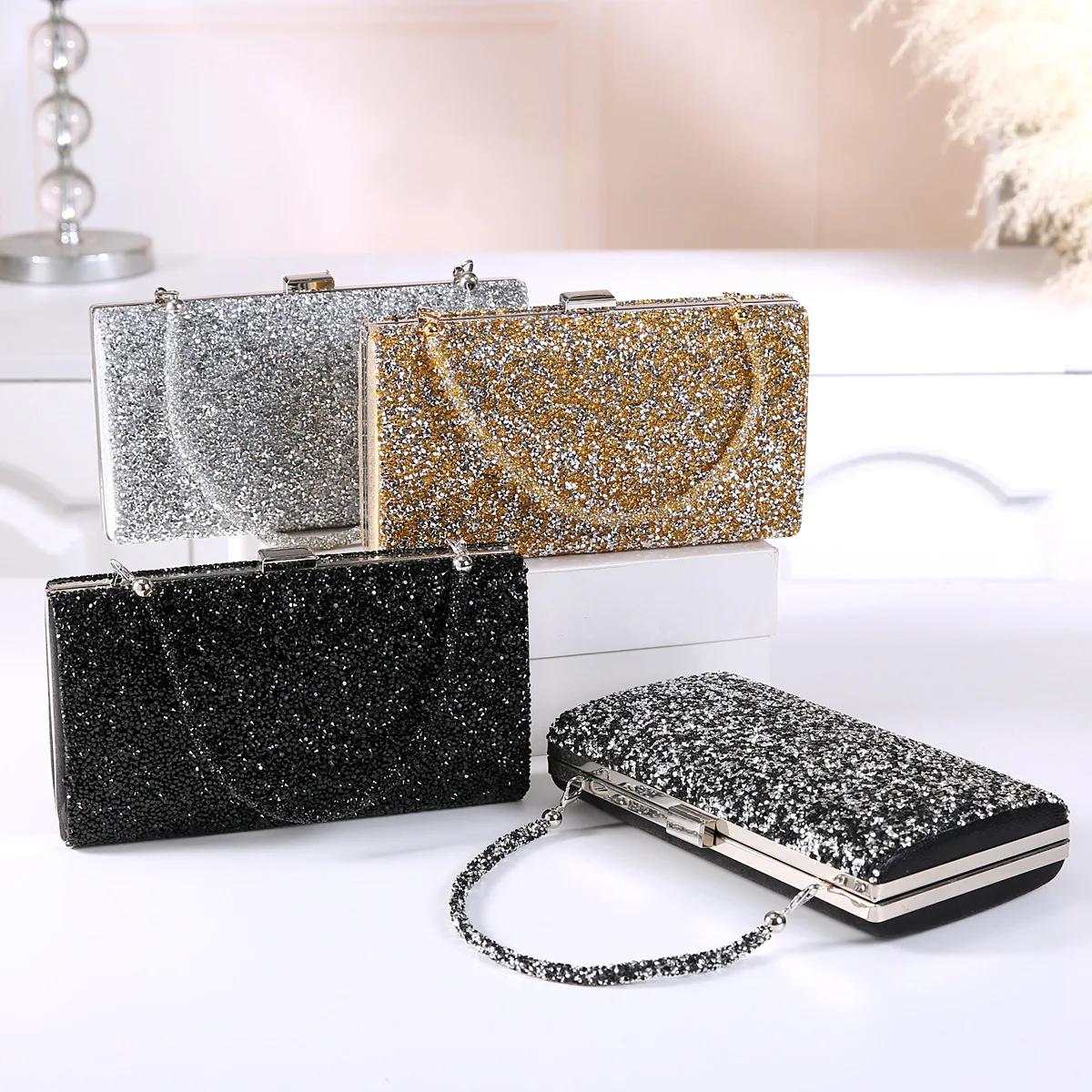 Diamond-encrusted Dinner Bag Women's Shiny Rhinestone Clutch Small Square Bag Fashion Party Banquet Cheongsam Evening Handbag