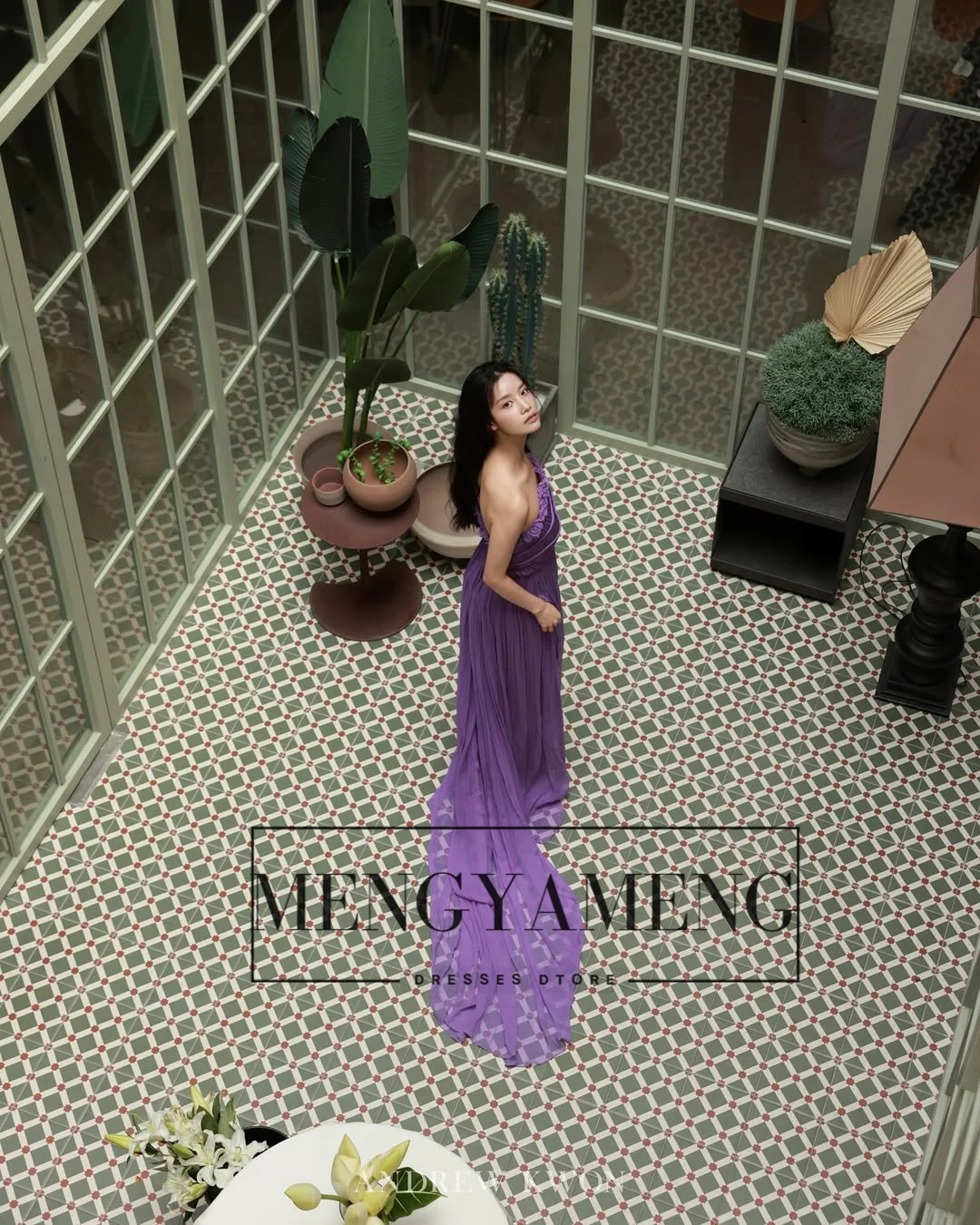 ZHUISHU Purple Korean Evening Dresses Strapless Pleated A Line Customized Wedding Snap Dress for Bride Wedding Reception Dress