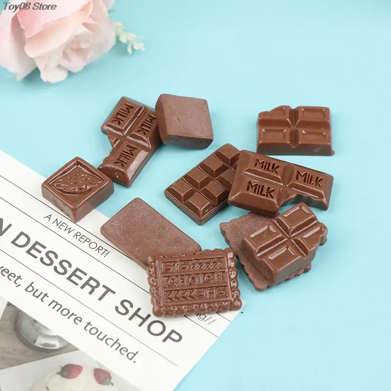 10 Pcs Dollhouse Miniature Coffee Chocolate Snacks Candy Box Pretend Play Food Resin Accessories Diy Different Style Chocolate