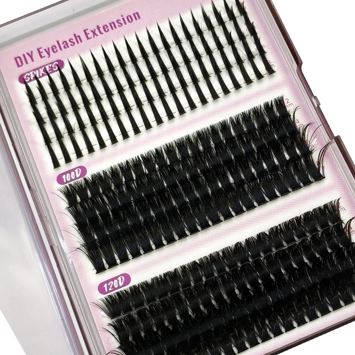 AMSDCN100D120Dfalse eyelash 12rows Spikes clusters fluffy thick and dense single eyelash book clusters extended DIY home use