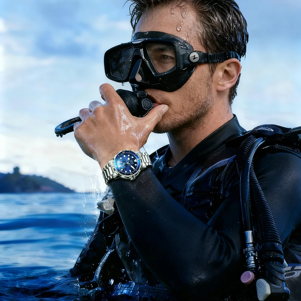 

Diving Mechanical Watch NH35 Automatic Movement Steel 44mm Diameter 13mm Thickness Calendar Luminous Function Sapphire 30ATM