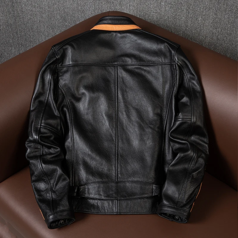 100% Pure Cowhide Motorcycle Jackets Luxury Men's Genuine Leather Jacket Black High Quality Spring Autumn Classic Biker Coat 5XL