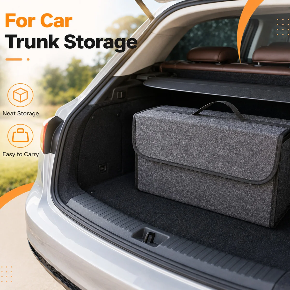 YONGRUN Automotive Felt Storage Organizer Box Foldable Car Trunk Cargo Container for Tools Cleaning Supplies SUV SedanTravel Use