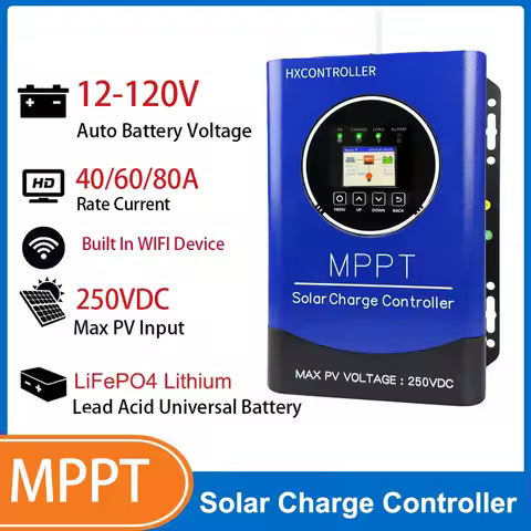 9600W 80A 12-120V MPPT Solar Charge Controller Max 250VDC With Built In WIFI Monitor For Solar Battery System Off grid