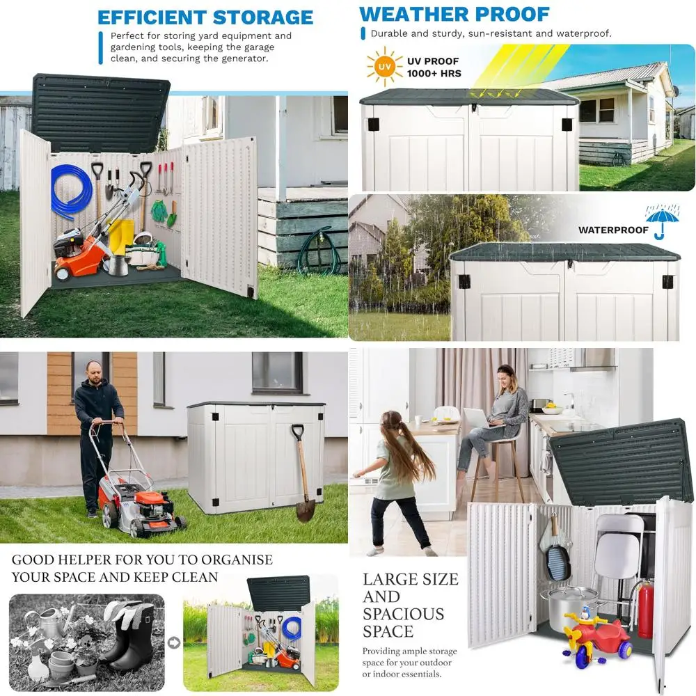 

Устойчивый к атмосферным воздействиям шкаф для хранения на открытом воздухе — запираемый кремово-белый ящик для хранения инструментов, принадлежностей для бассейна и двора