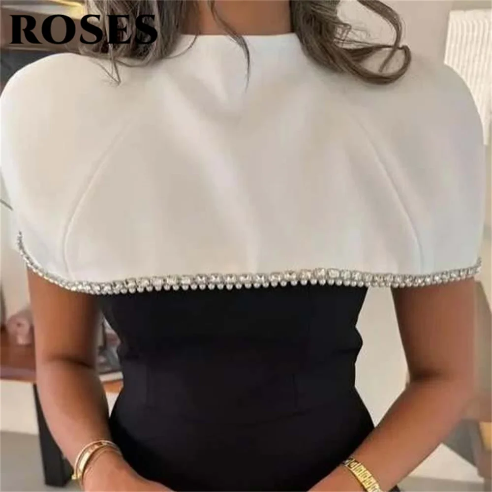 กุหลาบสีดําเรียบง่ายชุดราตรีซาอุดีอาระเบียแยกพรหมชุดปกติแขนจีบซาตินงานแต่งงานชุดราตรีที่กําหนดเอง