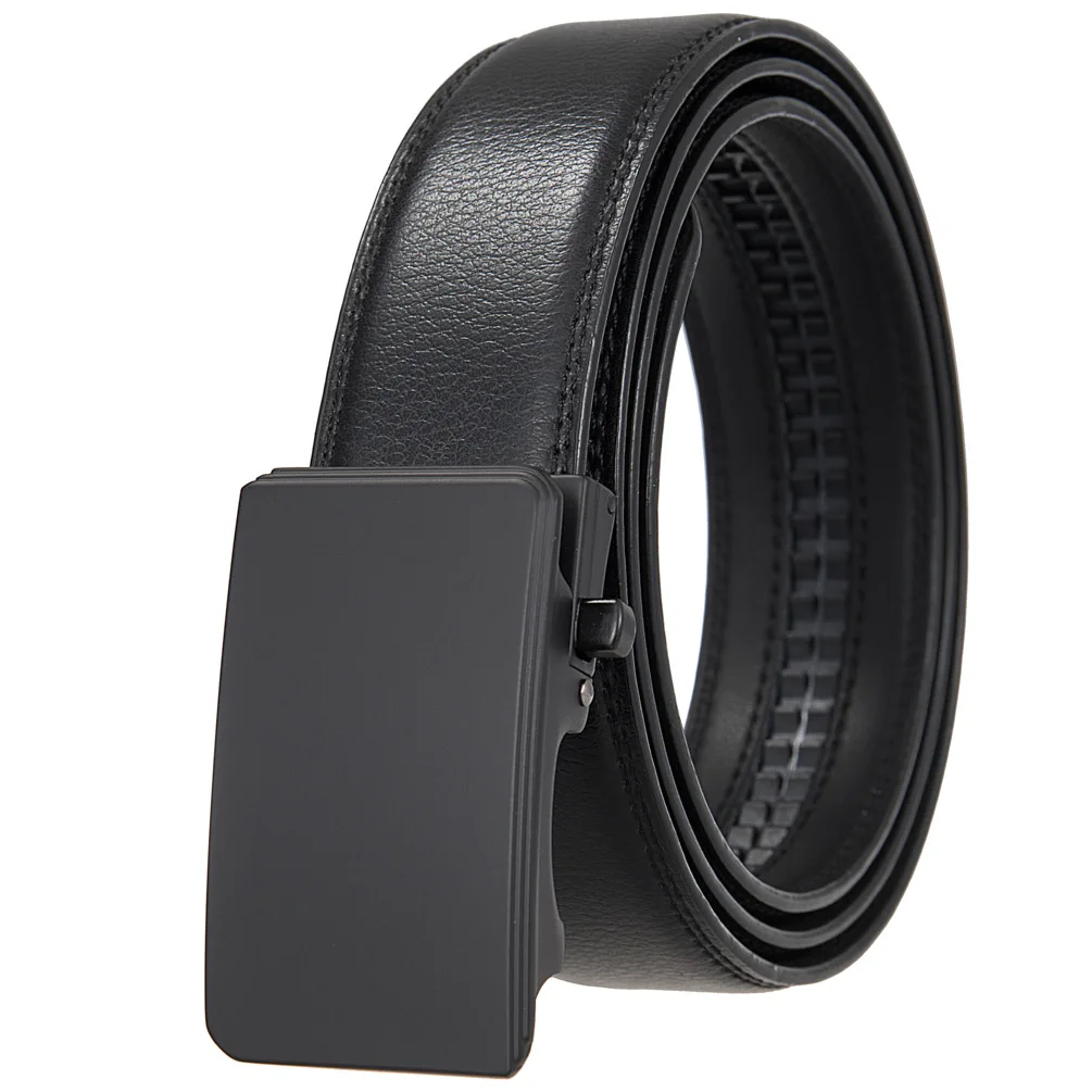 Plyesxale 3.5cm Width Black Belts For Man Automatic Buckle Business Belt Men Genuine Leather Strap 2026 Mens Belts Luxury B1255