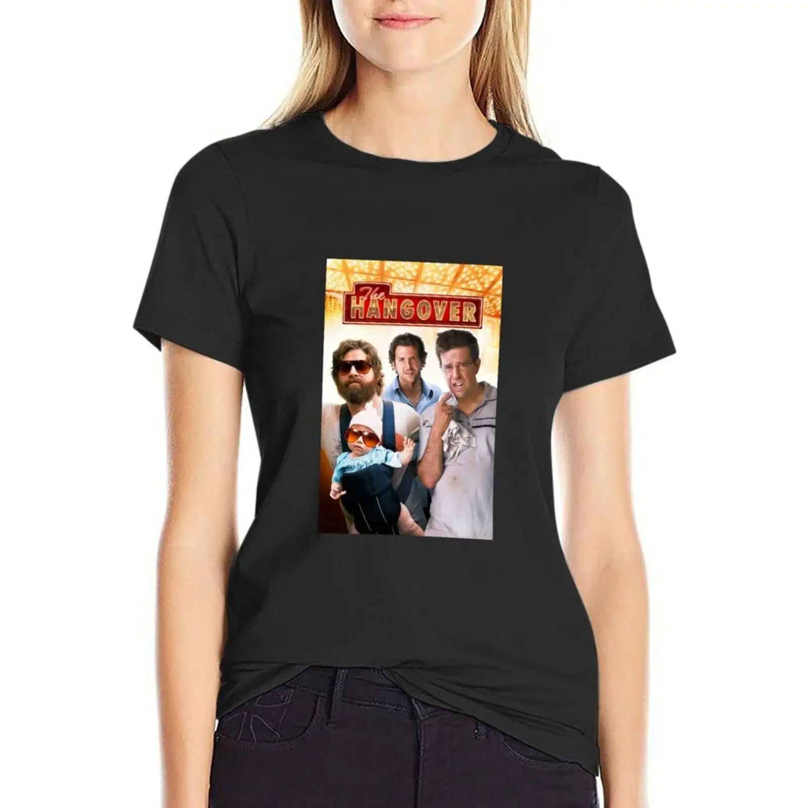 The Hangover T-Shirt vintage wanita, pakaian estetika vintage ukuran besar hitam