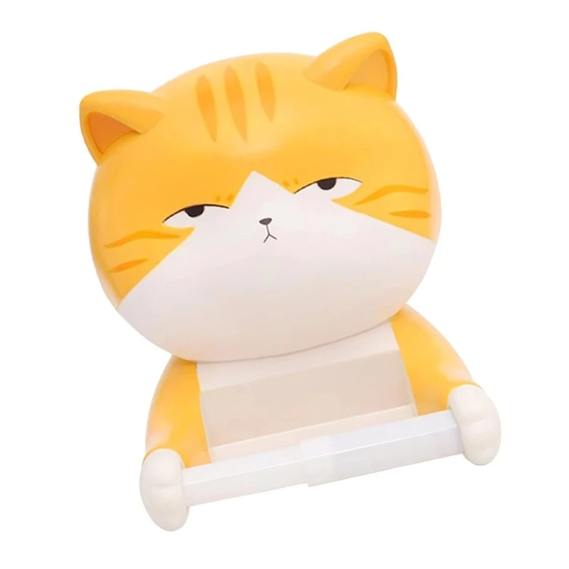 Soporte para pañuelos con forma gatito, organizadores rollos montables en pared, decorativos para baño
