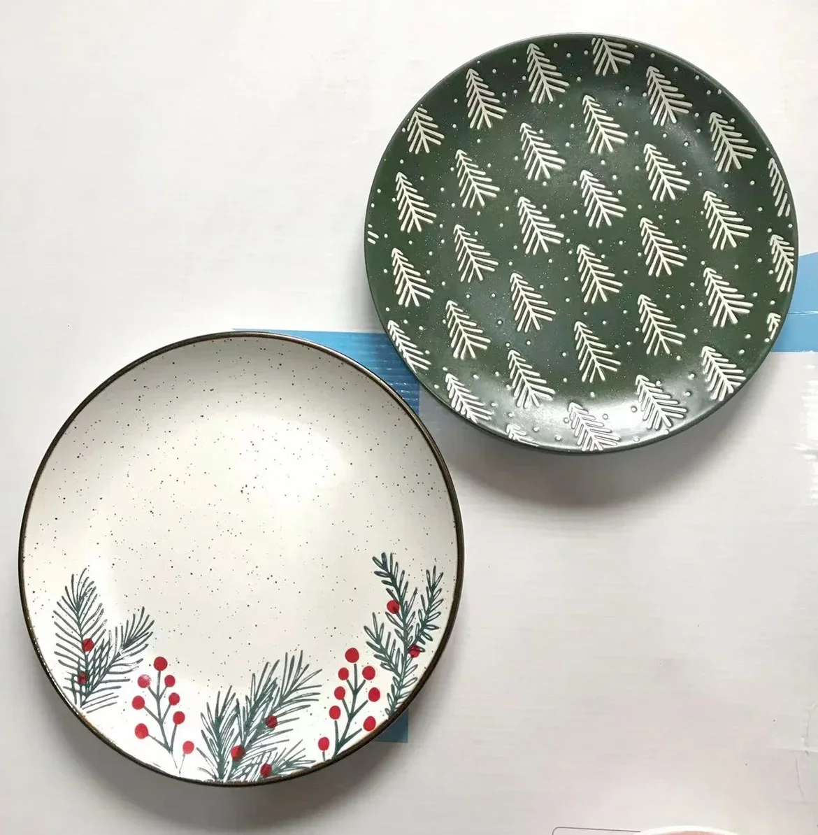 

Nordic Ceramic Dining Plate, Western Style Cold Vegetable Christmas Pattern Dining Plate