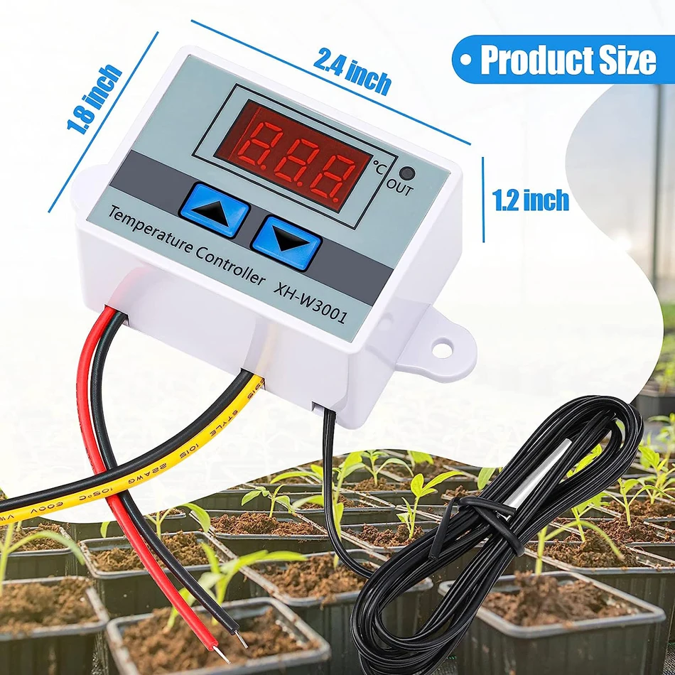 W3001 Digital LED Temperature Controller 10A Thermostat Control with NTC Sensor Probe XH-W3001 12V 24V 110V 220V