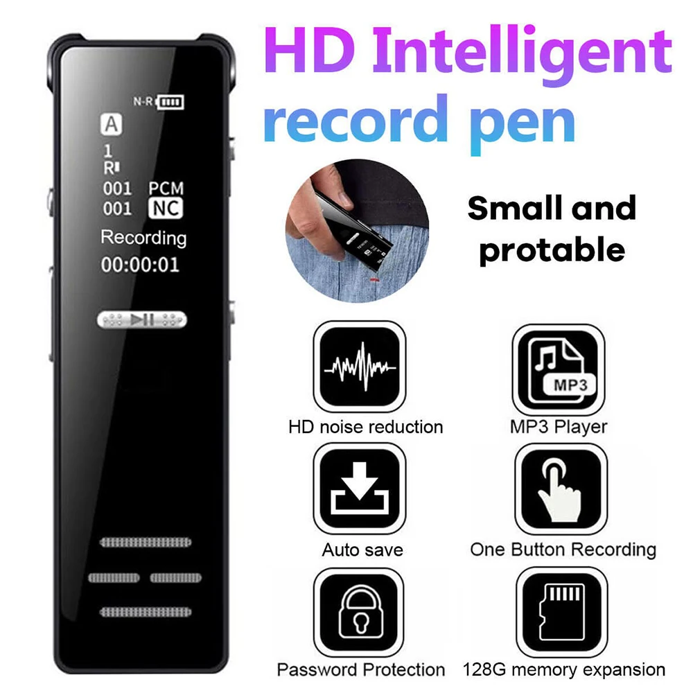 

Recorder Long Distance Noise Reduction MP3 Player WAV Record Audio Recorder Portable Digital Voice Recorder Recording Pen