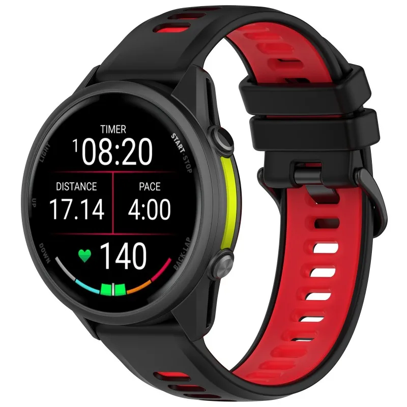 Bicolor Sportarmband für Garmin Forerunner 970 570 47 mm 265 255 Music 965 955 Venu 3 2 Original Run Silikonband 22 mm Armband – Detail 6