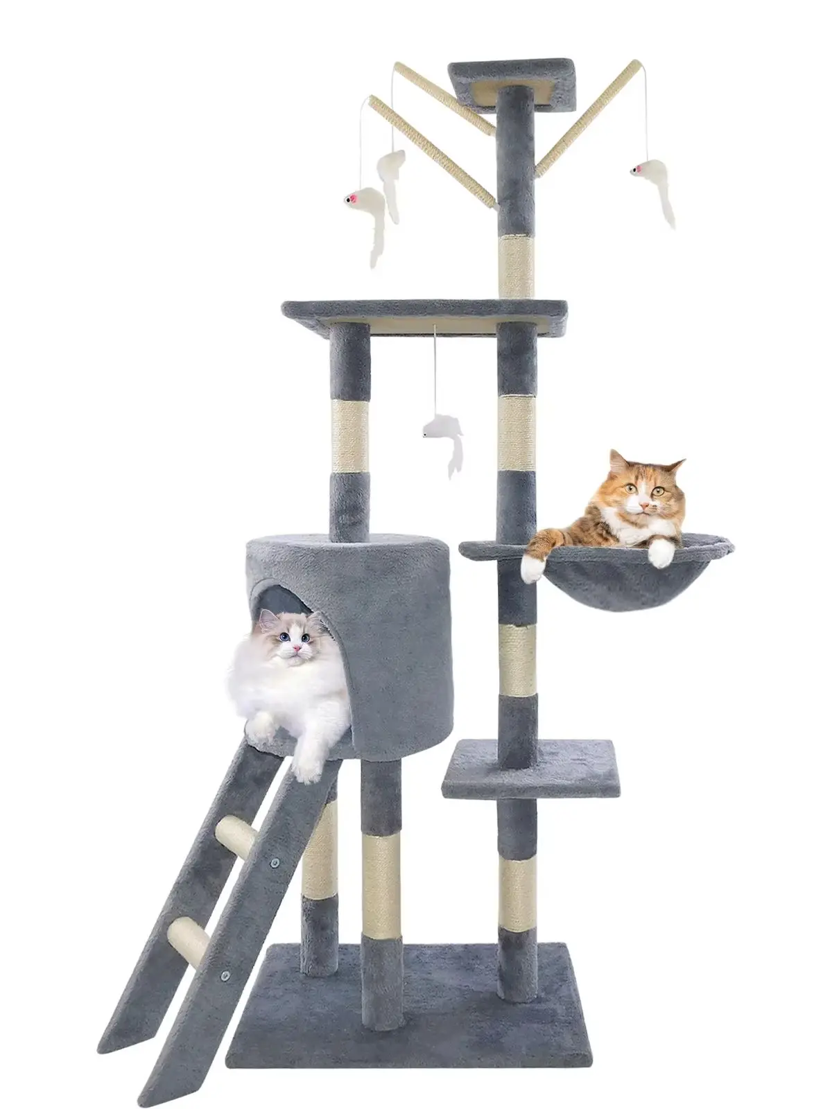 Katzenturm 140cm Aktivitätszentrum Haustier-Spielzeug Kratzbaum Katzenmöbel Kletterturm mit stabiler Struktur