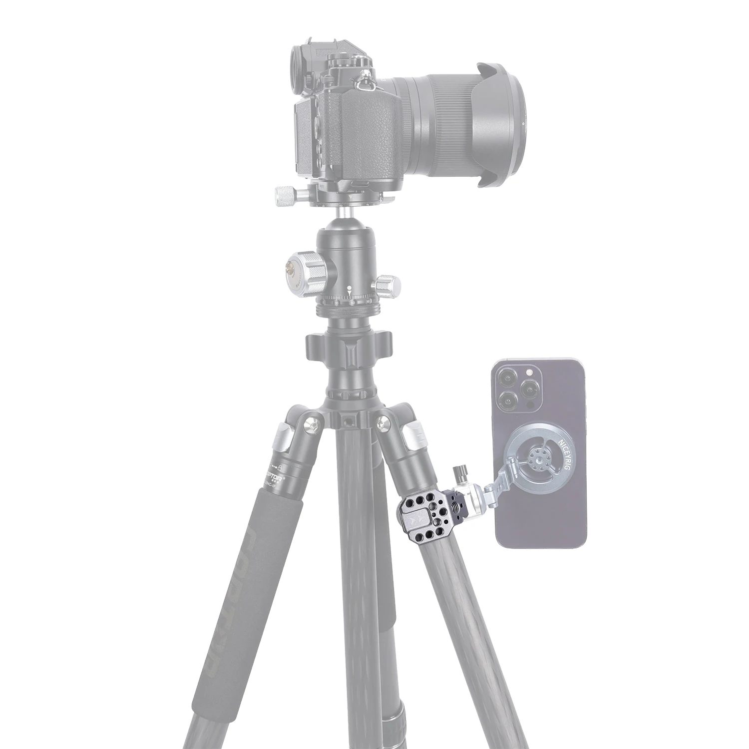 Niceyrig C-Clamp Metalowy Uchwyt Biurkowy do Kamery/Smartfona, Regulowany Zacisk Biurkowy z Mocowaniem Cold Shoe i Szyną Nato — zdjęcie produktu 6