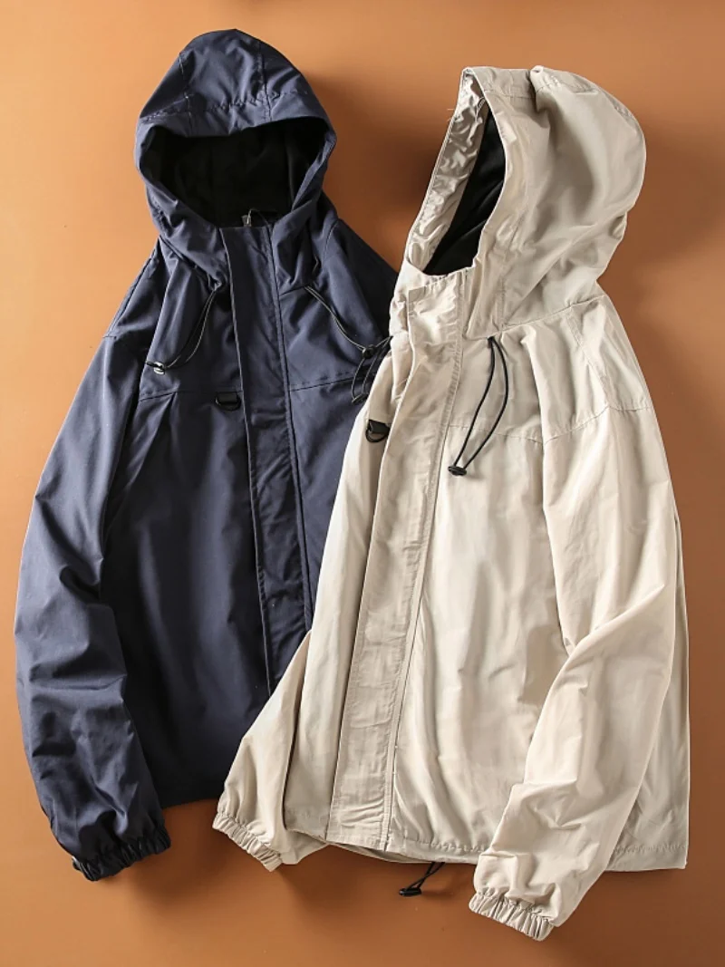 

Весенне-осенняя новая мужская ветрозащитная и водонепроницаемая куртка для активного отдыха и работы, с капюшоном, модная, свободного кроя, стандартной длины