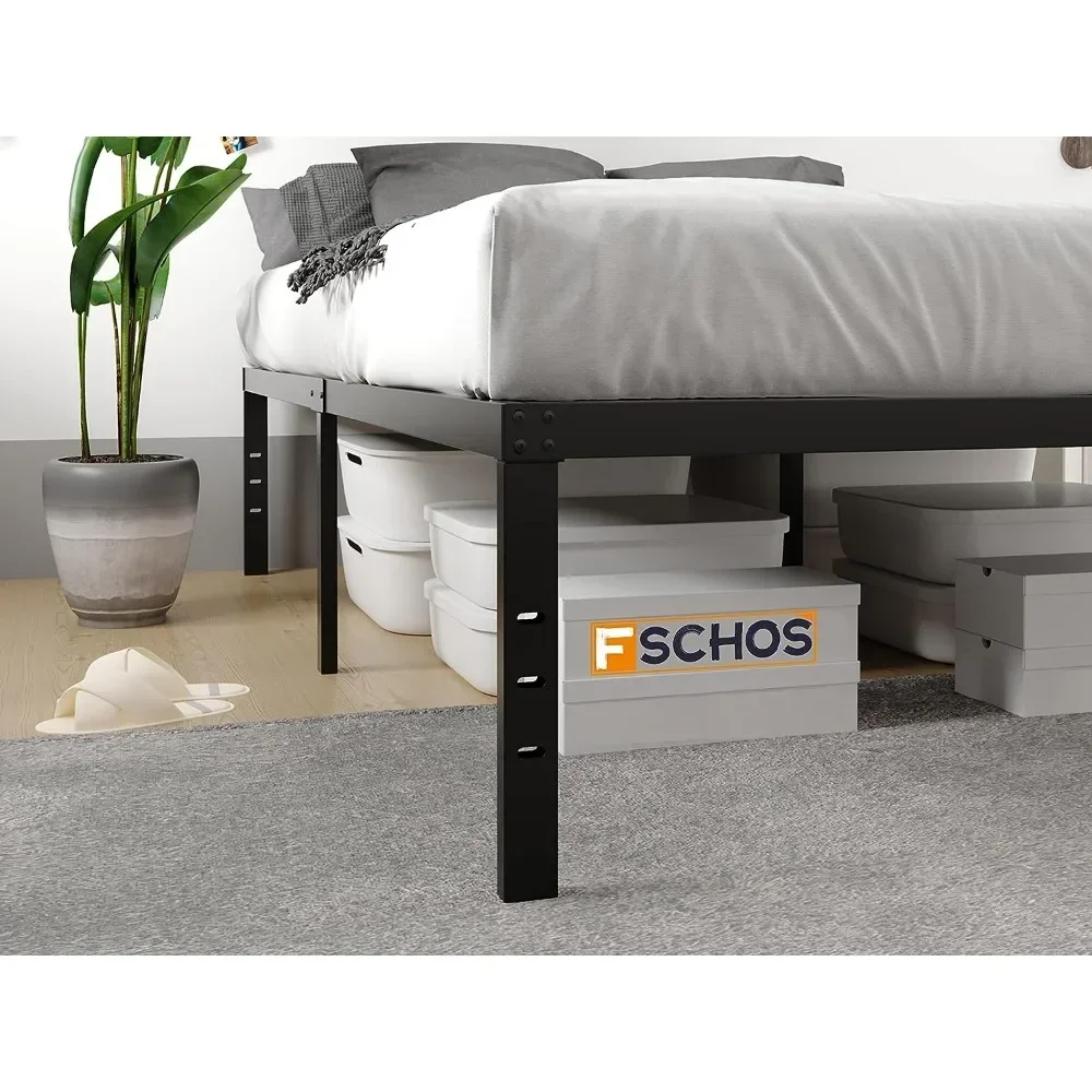 18 Inch Metalen Bedframe, Twin Bed Frame, Geen Veren Nodig, Eenvoudig Te Monteren Versterkte Stalen Latten Ondersteuning, Geruisloos Zwart