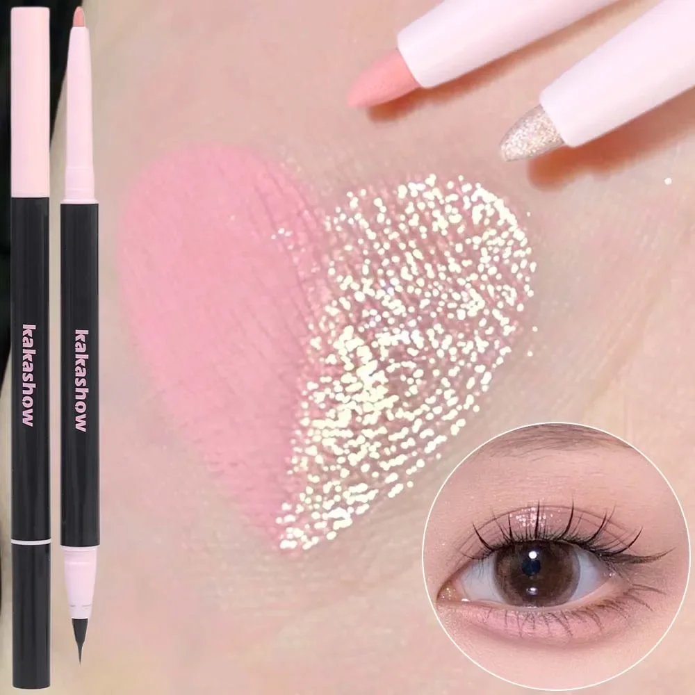 Double Ended Lying Silkworm Pencil Highlighter Makeup Pen Nude Brighten Outline Contour Eyelid Ultra-fine Pen Tip Eyeshadow Pen