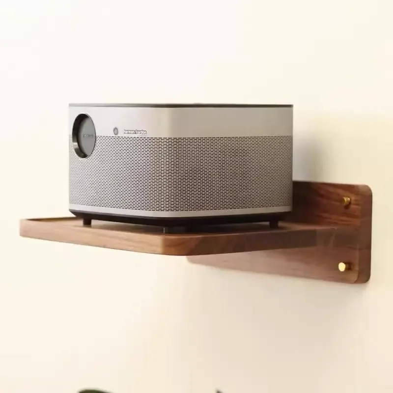 

Solid Black Walnut Wall Mount Bracket | Projector/Set Top Box/Router Holder | Living Room Storage Organizer Shelf