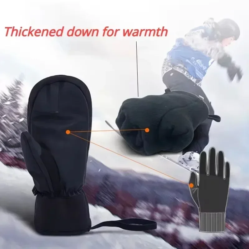 Luvas de esqui de inverno à prova dwaterproof água snowboard tela sensível ao toque térmica grossa luvas de neve das mulheres dos homens snowmobile luvas quentes