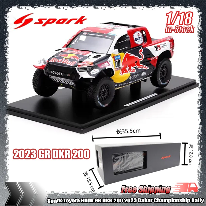 New Spark 1:18 Toyota Hilux Gr Dkr 200 2023 Dakar Championship Rally Simulation Resin Car Model Collectible Kid Toy Custom Gifts