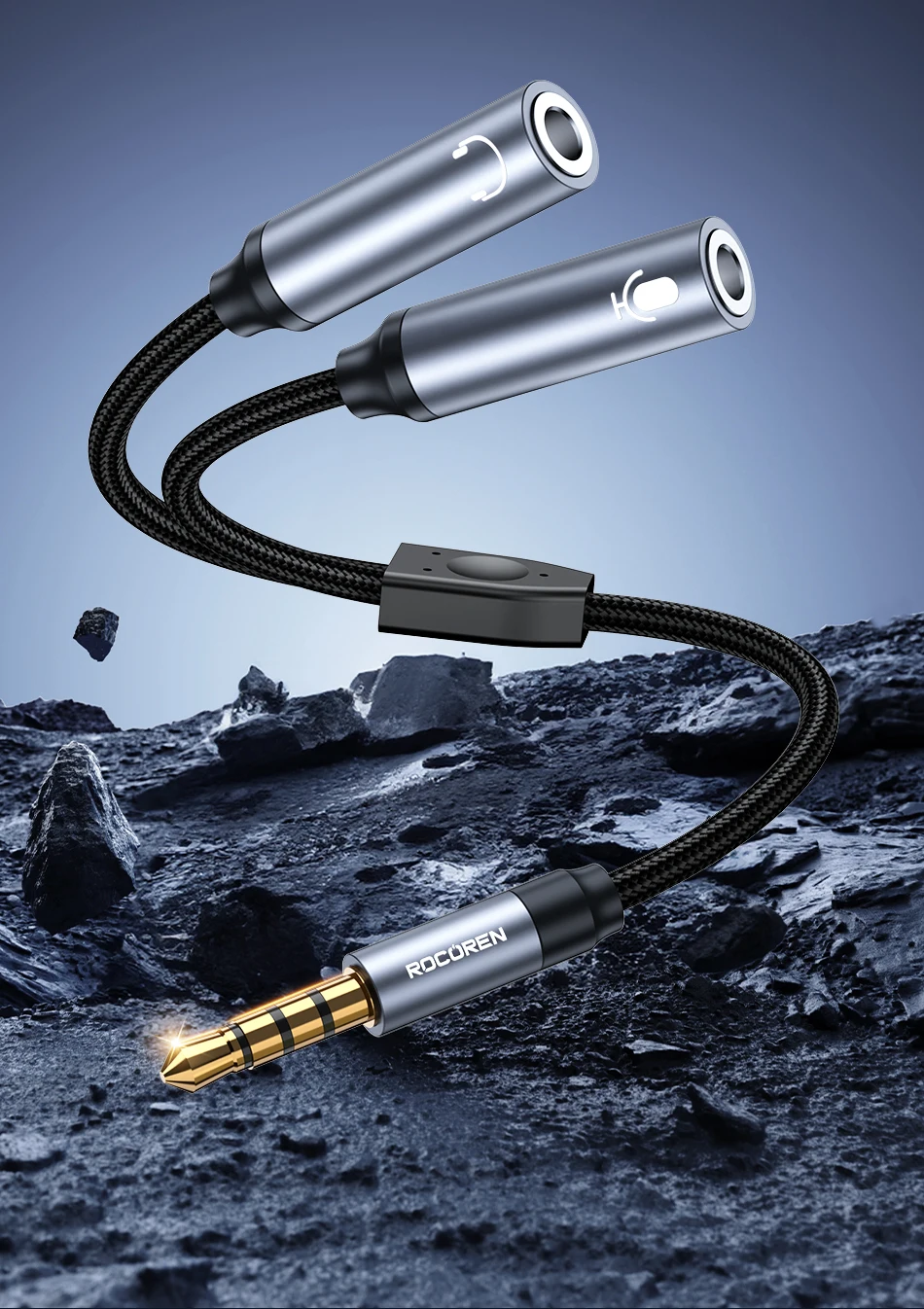 Rocoren 3,5-mm-Buchse Aux-Audio-Splitter-Kabel 2-Wege-Aux-Stecker auf doppelte Buchse Kopfhörer-Audio-Adapter für Kopfhörer Telefon Desktop – Detail 4