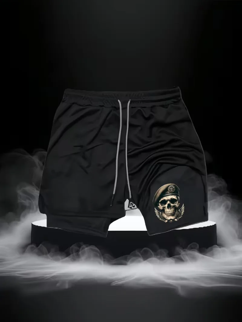 

Men's summer breathable dual-purpose double-layer shorts with elastic compression and quick drying multifunctional sports shorts