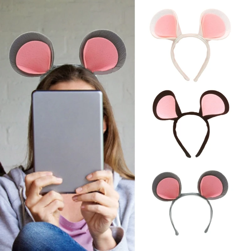 Lovely Plush Cartoon Mouse Ear Headband Adult Kids Funny Headpiece Carnival Party Hairband Halloween Cosplay Costume Props