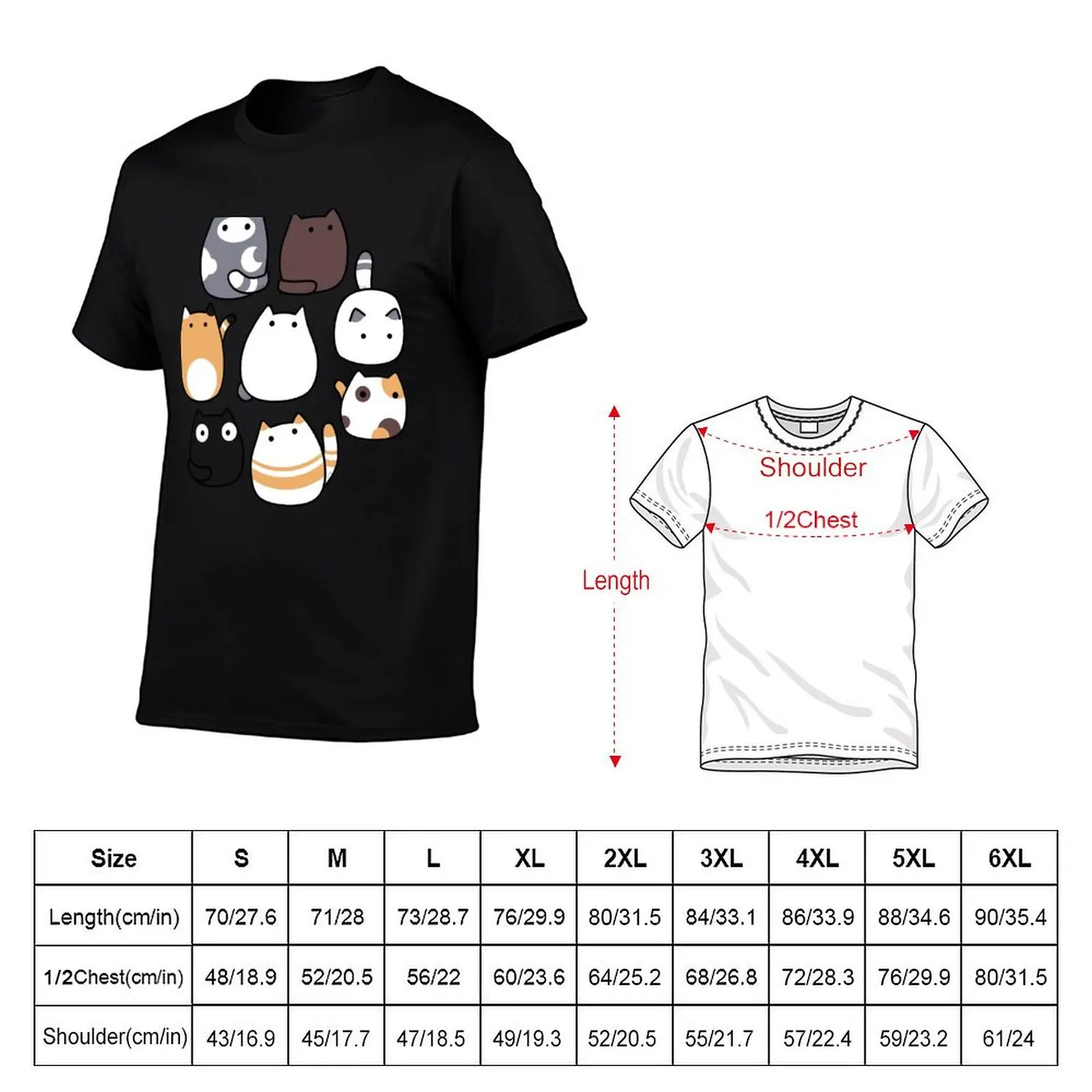 Blob Cats in Color! T-Shirt summer tops anime stuff anime shirt mens designer t shirt