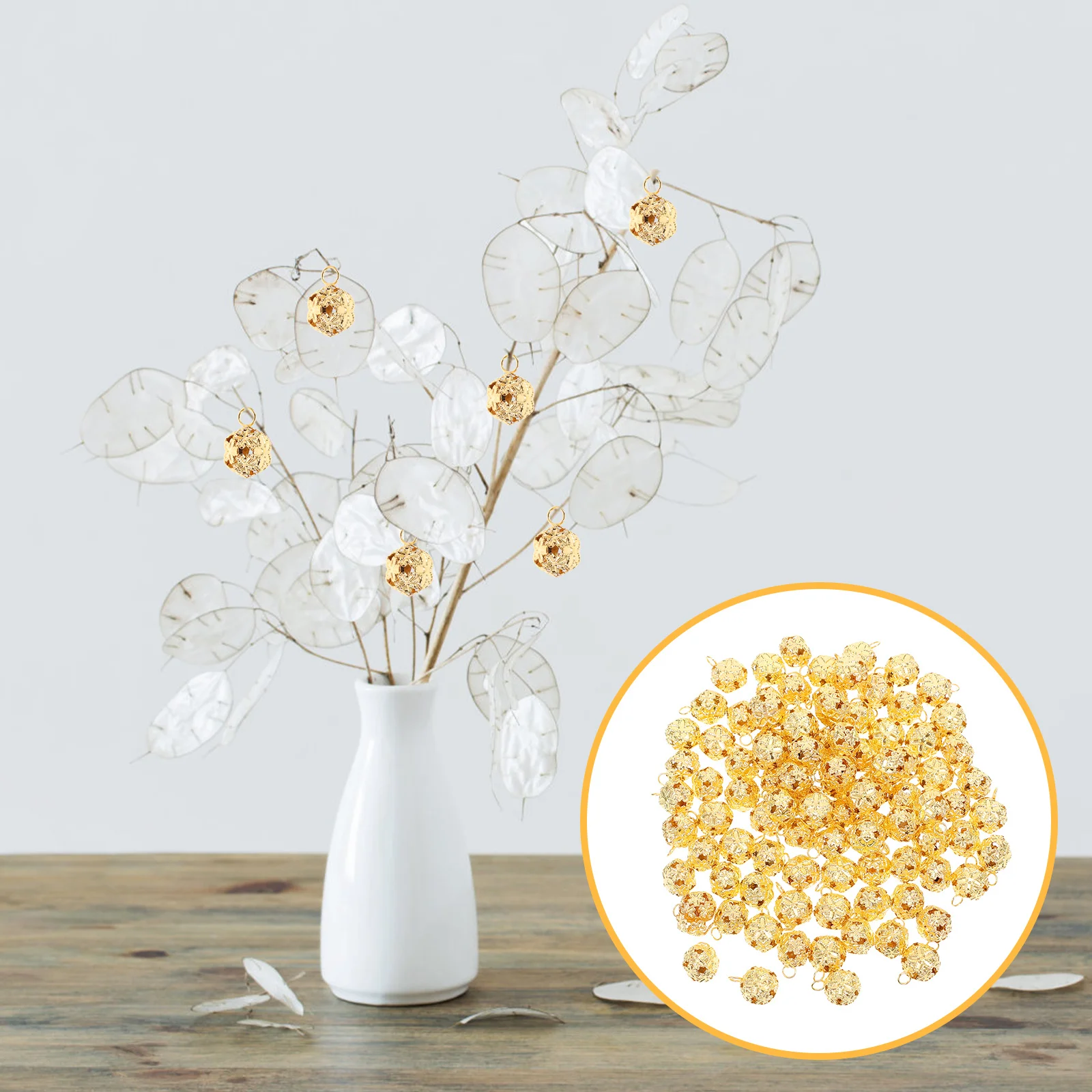 

100Pcs Headpiece Bells Premium Iron Bells for Decorative Wreaths Napkin Rings Table Centerpieces Holiday Party Wedding Festive