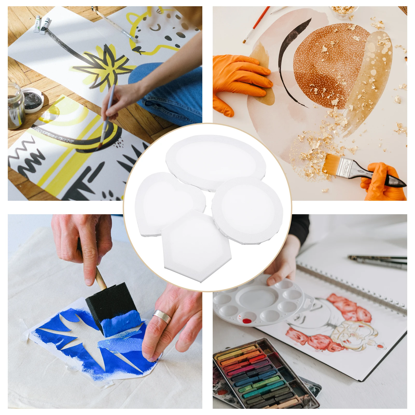 

4 Pcs Oil Picture Frame Set Frames Household Painting Boards for Portable Tools Convenient Cloth Multipurpose Wooden Art