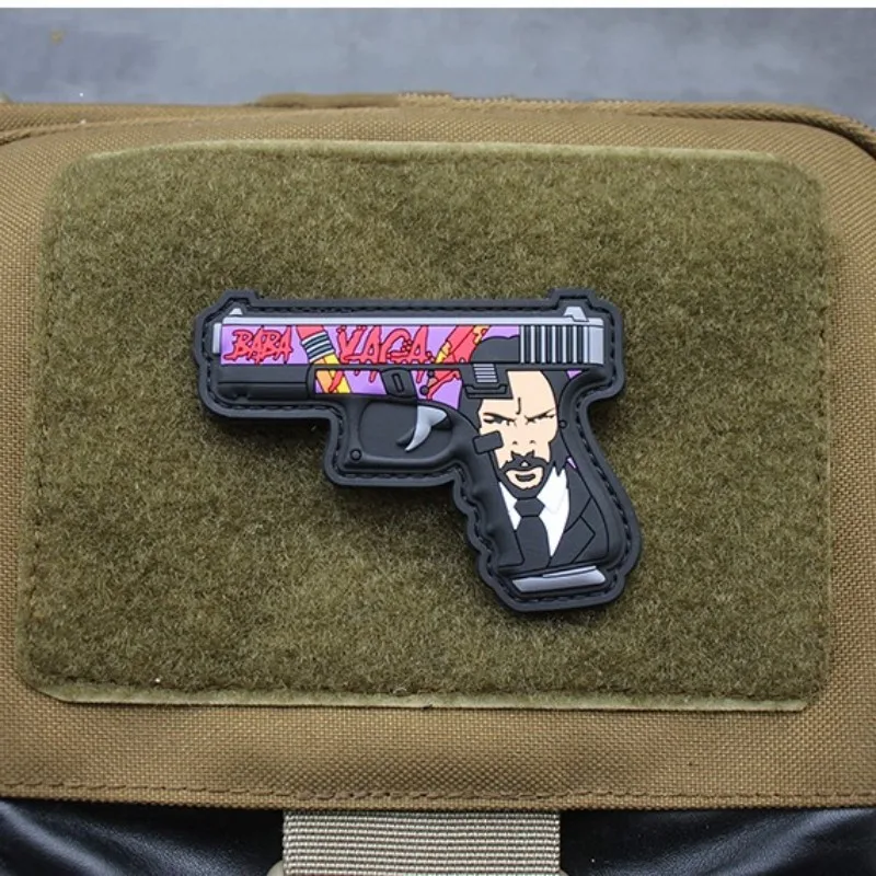 JOHN WICK 3D PVC Patch BABAYAGA Pencil Glock Weapon Rubber Tactical Badges  DIY Decal For Clothing Backpack Decoration