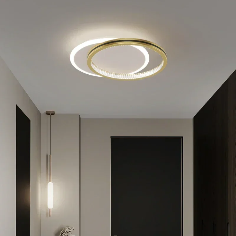 Nordic Minimalist Crystal Lampshade Ceiling Lamp Hallway Creative Foyer Corrido Living Room Bedroom Lighting Decor LED Light