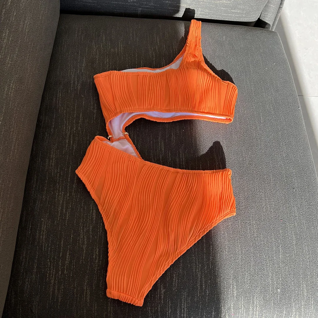 Neuer, asymmetrisch geschnittener, geraffter Badeanzug, einteilig, Damen-Badebekleidung, einseitiger Träger, gepolstert, Badeanzug, Damen-Badebekleidung, V4100 – Detail 30