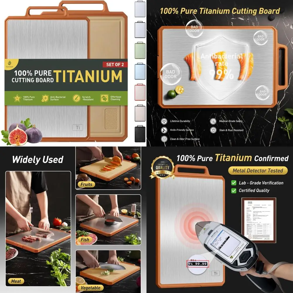 

Титановые кухонные разделочные доски — 2 упаковки разделочных мясных блоков, двусторонние для подарков на День отца, идеальный кухонный инструмент для папы