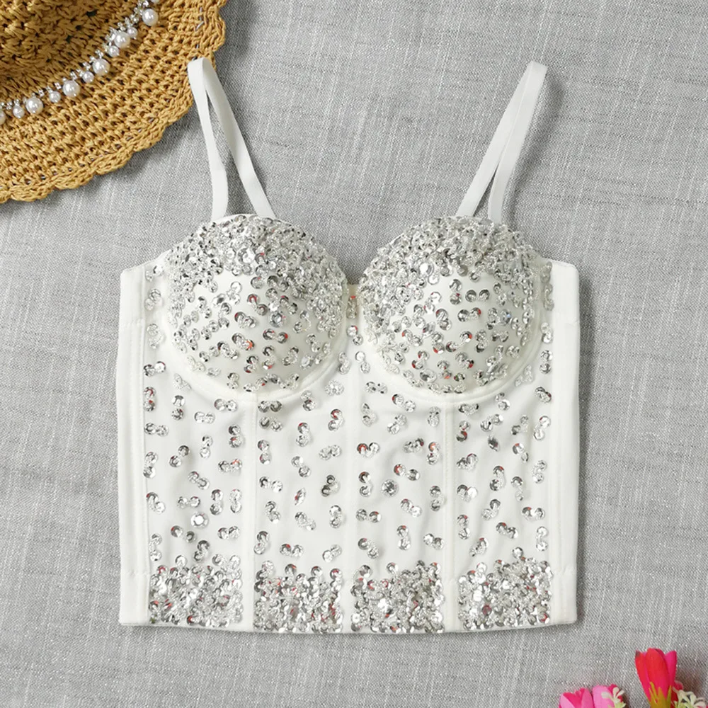 

Summer Sequined Bustier Women Shaper Underbust Blusa Fashion Bra Shirt Woman Clothes Lingerie Corset Ladies Tops Bralette Faja