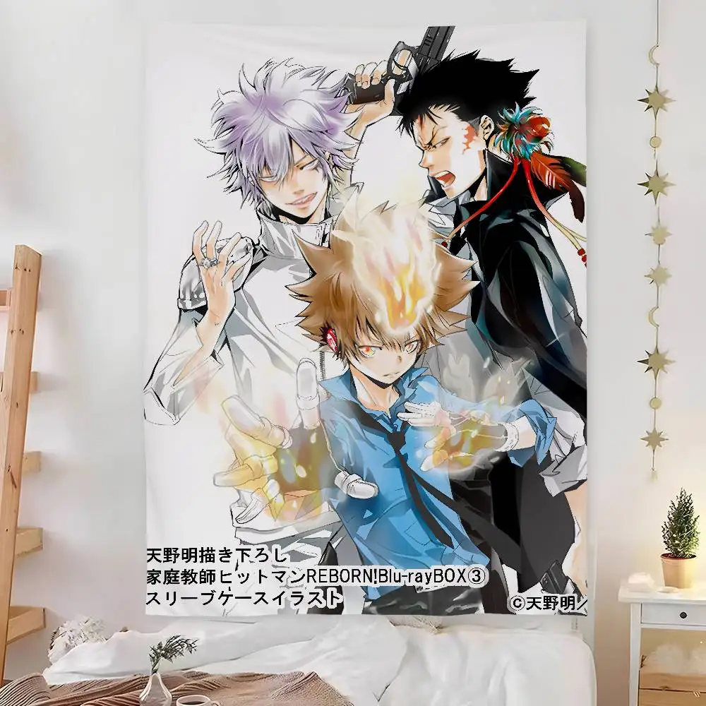 Anime H-HITMAN REBORN Tapestry Bedroom Living Bar Garden Outdoor Microfiber festival Decoration Background Art Banner