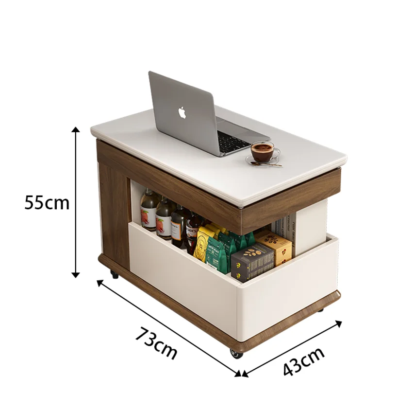 *Rotating and Adjustable Sofa Mobile Coffee Table Small Table Living Room Bedroom Mini Side Cabinet Cart Storage Rack