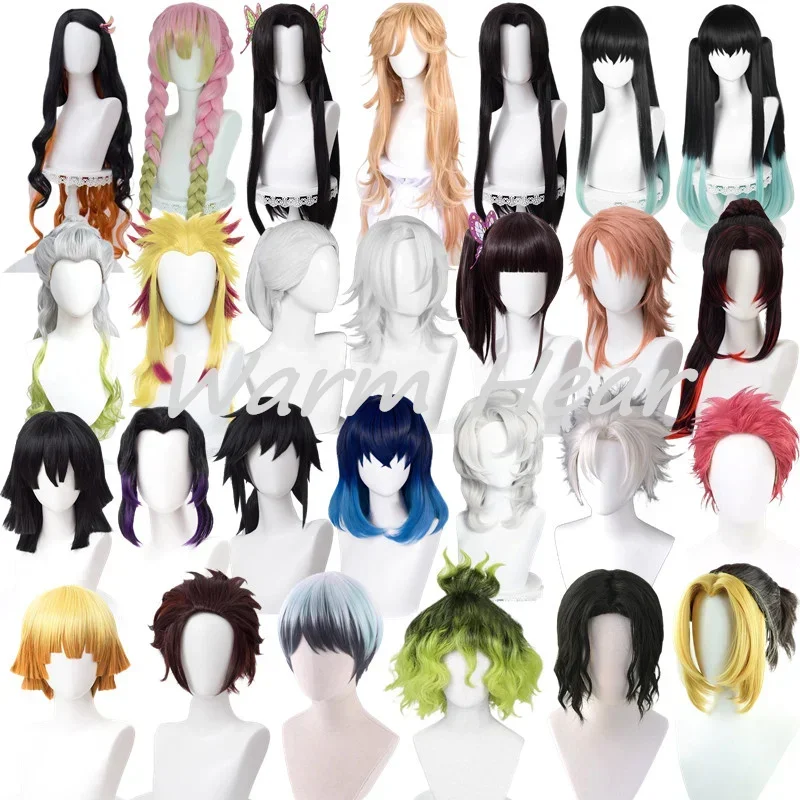 Anime Uzui Tengen Kamado Tanjirou Agatsuma Zenitsu Kanroji Mitsuri Tomioka Giyuu Sabito Rui Tokitou Muichirou Daki Cosplay Wigs