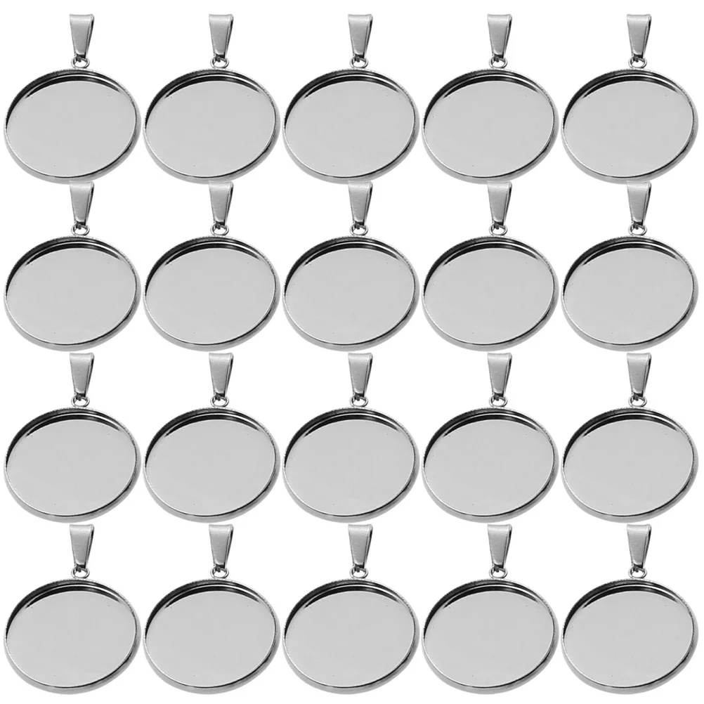 

40pcs Stainless Steel Pendant Necklace Base Diy Earring Bezels Jewelry Accessories Craft Making Trays Durable Practical Daily