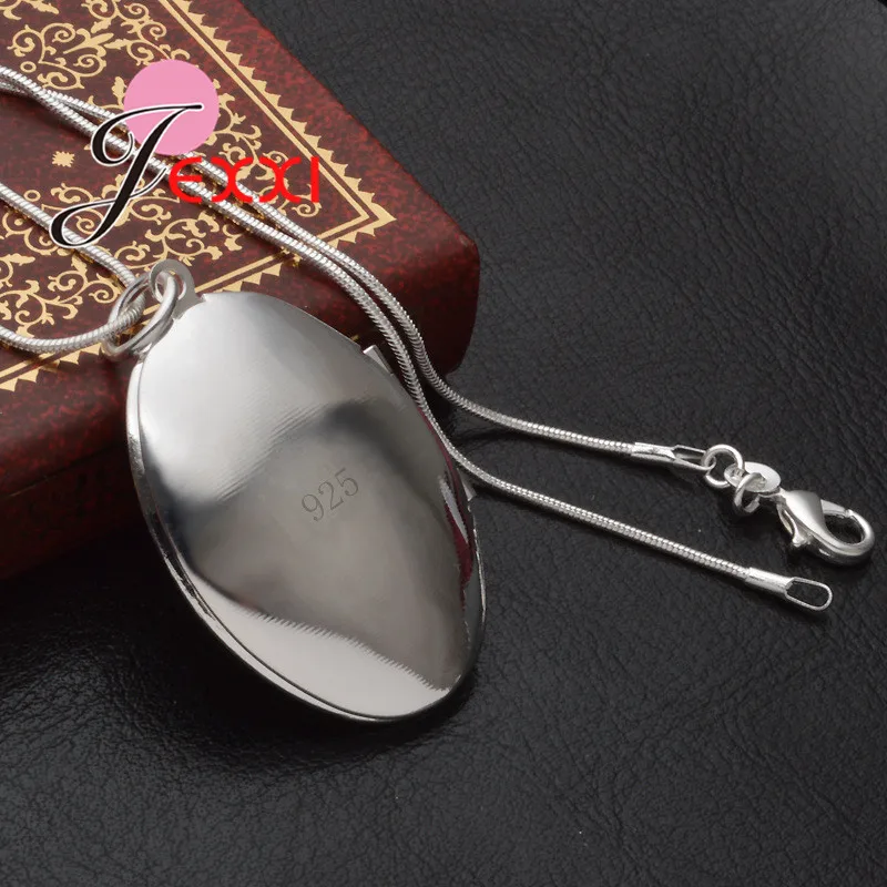Vintage Photo Locket Necklace 925 Sterling Silver Jewelry Pendant Necklace Women Gift Free Shipping