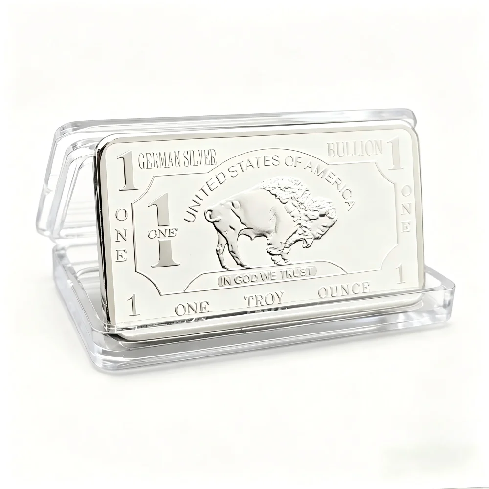 American Buffalo Commemorative Silver Bar 1 Oz Silver Plated Collectible Ingot Replica Souvenir Coin Art Bar for Collection