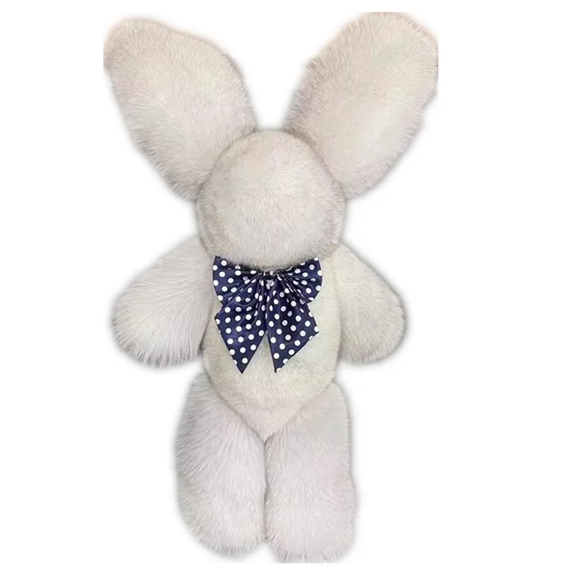 

Unique Style Genuine Fox Fur Doll Girls Gift Cute Fluffy Rabbit Bunny For Women Luxury Handmade decoration