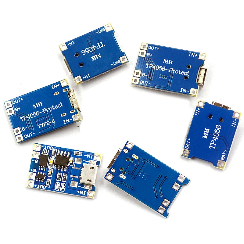 5Pcs TP4056 +Protection Dual Functions 5V 1A Micro USB 18650 Lithium Battery Charging Board Charger Module TYPE-C Connector